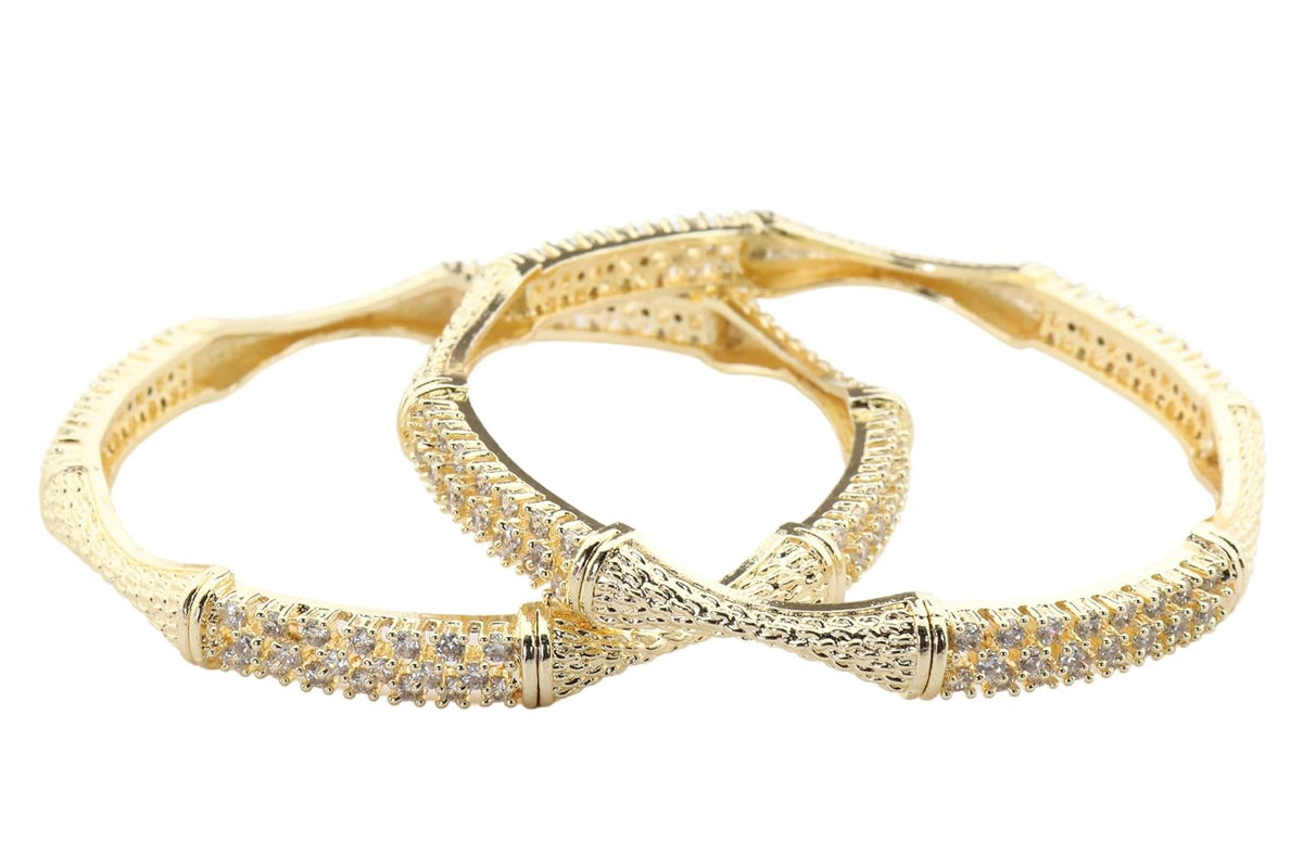 NMII Premium CZ American Diamond Alloy Metal Bangles For Women & Girls | Traditional AD Stone Bangles Bracelet | Designer Bridal Kangan Diamond | Stylish Chudi Set For Wedding, Party- Set of 2 Bangle