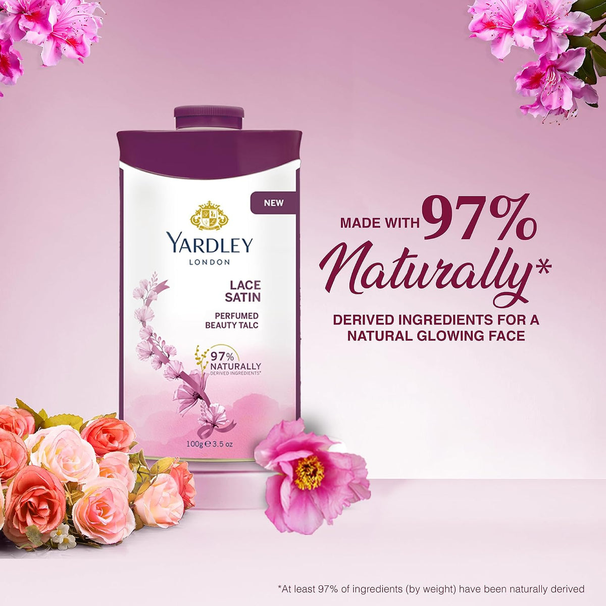 Yardley London Lace Satin Perfumed Beauty Talc, For Fragrant Glow |100 g