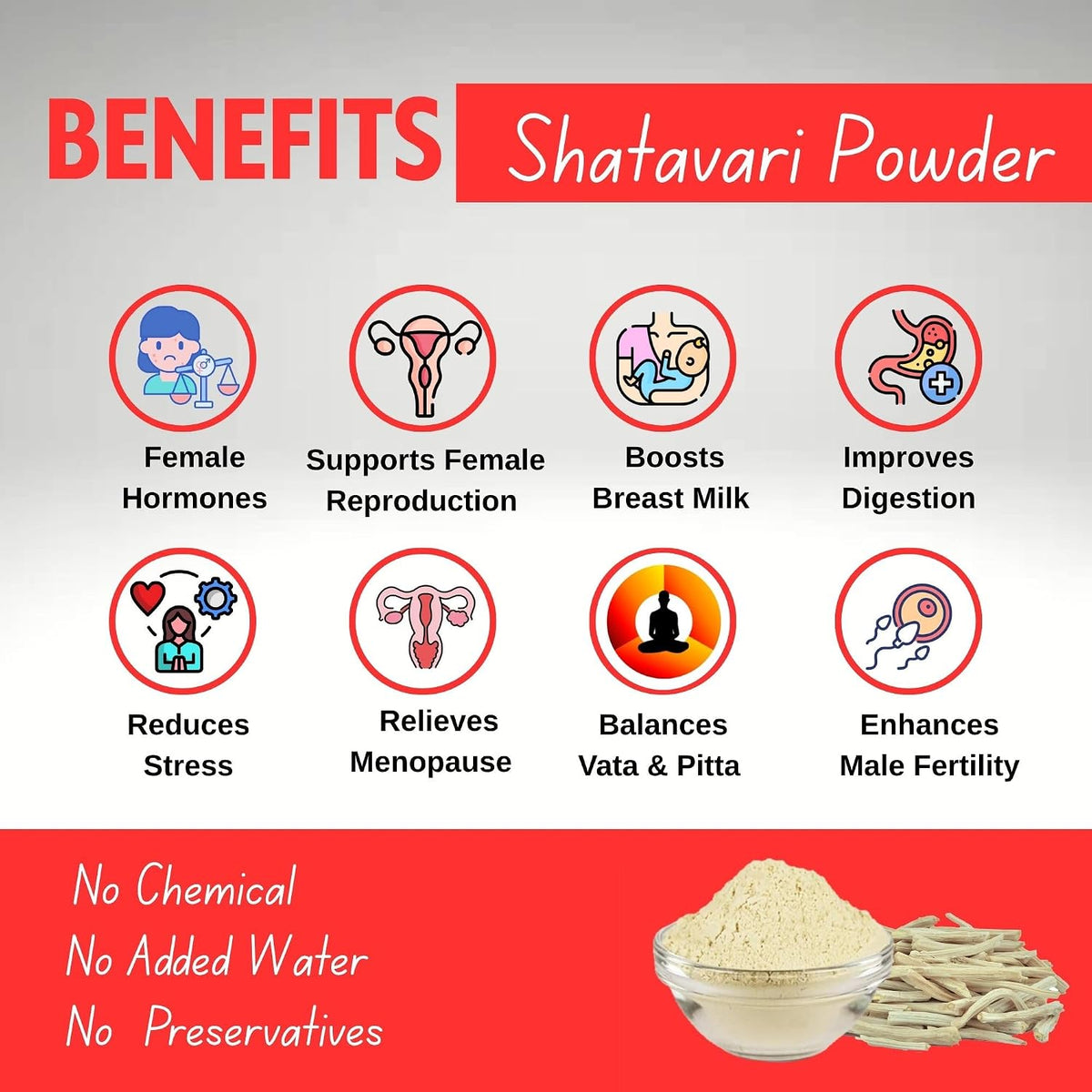 Brijbooti white Shatavari Powder 100 Gram | Shatavari Root Powder for Women | Pcos Relief | Balances Hormones | Asparagus Racemosus | Thaneervittan Kilangu Roots