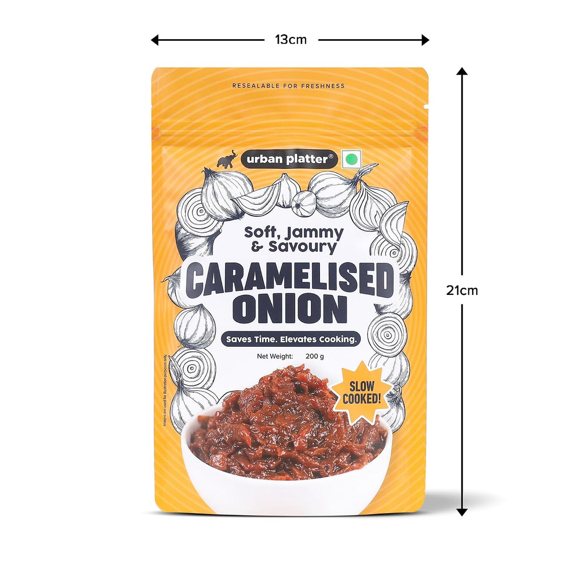 Urban Platter Caramelized Onion, 200g (Sweet-Savoury Onion Base for Pasta, Sandwiches, Gravies & Gourmet Cooking, Soft, Jammy & Slow Cooked.