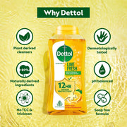 Dettol Lime Fresh Body Wash and Shower Gel for Women and Men, 250ml | Soap-Free Bodywash | 12h Odour Protection