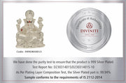 DIVINITI Ganesha Idol for Home Decor Showpiece 999 Silver Plated Statue of Lord Ganesha for Tabletop Murti for Puja Room, Festival Gift Ganpati Figurine for Prosperity, Good Luck (8 X 7 CM)