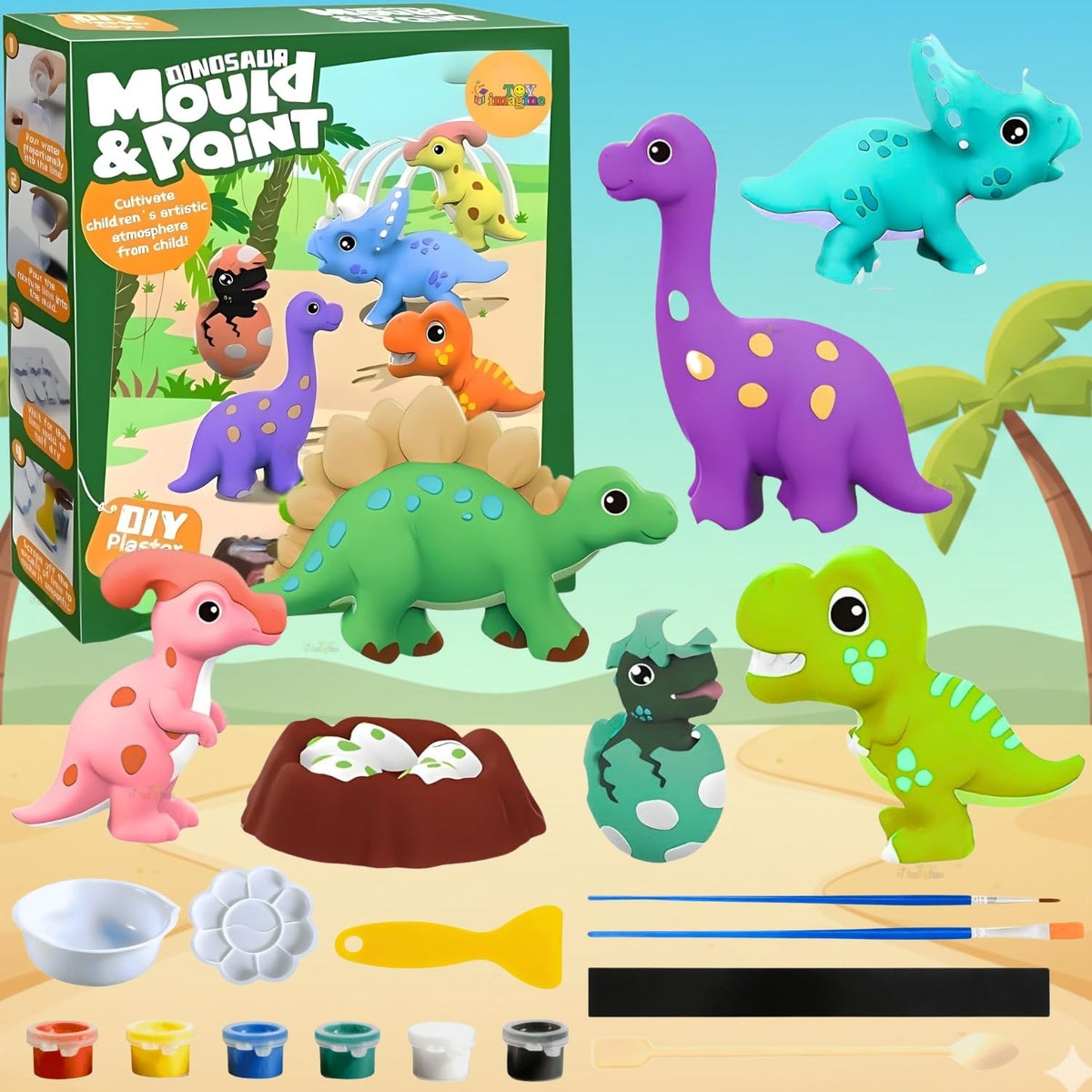 Toy Imagine DIY Dinosaur Mould & Paint Craft Kit for Kids Age 6-12 Years