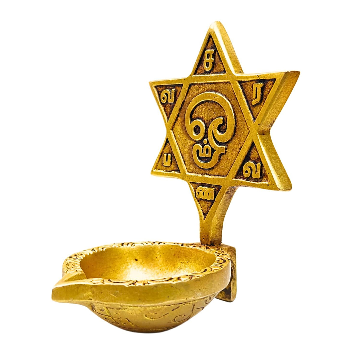 Aalayam Selveer Om Saravana Bhava Vilakku | Saravanabava Vilakku 10 CM Height, Brass, Gold Colour, 1 No