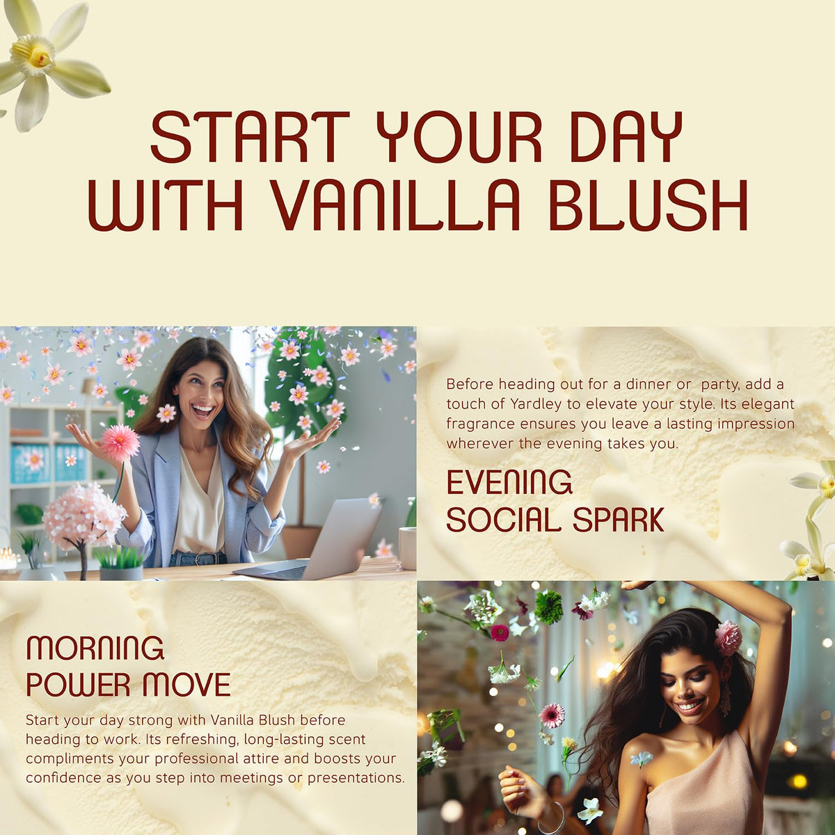 Yardley London Vanilla Blush Eau De Parfum (EDP) for Women, 100ml – Natural Essential Oils, Sweet Gourmand Perfume | Vanilla & Rose Fragrance