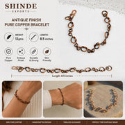 SHINDE EXPORTS Pure Copper Link Chain Bracelet Unisex S Hook 8.5 Inch