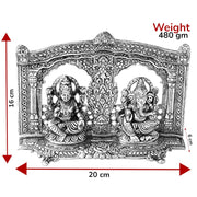 KridayKraft Prince Home Decor & Gifts White Metal Siver Plated Royal Laxmi Ganesh Mehrav Diya God Idol