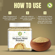 NatureVit Multani Mitti Powder for Face & Hair 250g | Natural Bentonite Clay for Glowing Skin & Oil Control | Fuller's Earth