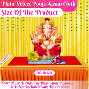 Bhakti Lehar Red Velvet Pooja Cloth | Aasan for God Idol Sitting, Mandir Shelf, Puja Chowki Table and Home Temple Decoration - Pack of 1 (10 x 30 Inch)