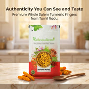 IndianJadiBooti Salem Turmeric Finger Whole - Tamilnadu Origin - Selam Haldi Sabut Haldi Khadi Haldi Haldi Gaanth - Cooking Spices (100 gm)