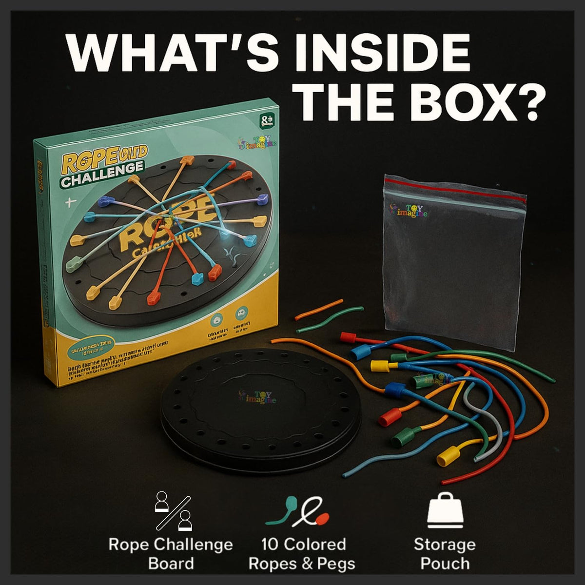 Toy Imagine Rope Logic Puzzle Game for Kids & Adults, Strategy Brain Teaser