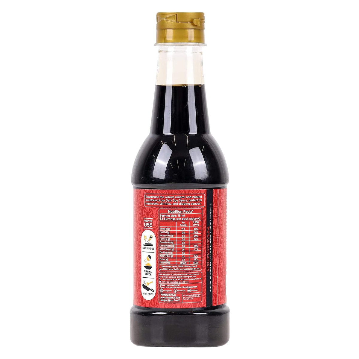 Urban Platter Dark Soy Sauce, 500ml (Traditionally Brewed from SOYA Beans | Asian Umami Seasoning for Stir-Frying | Clean-Label)