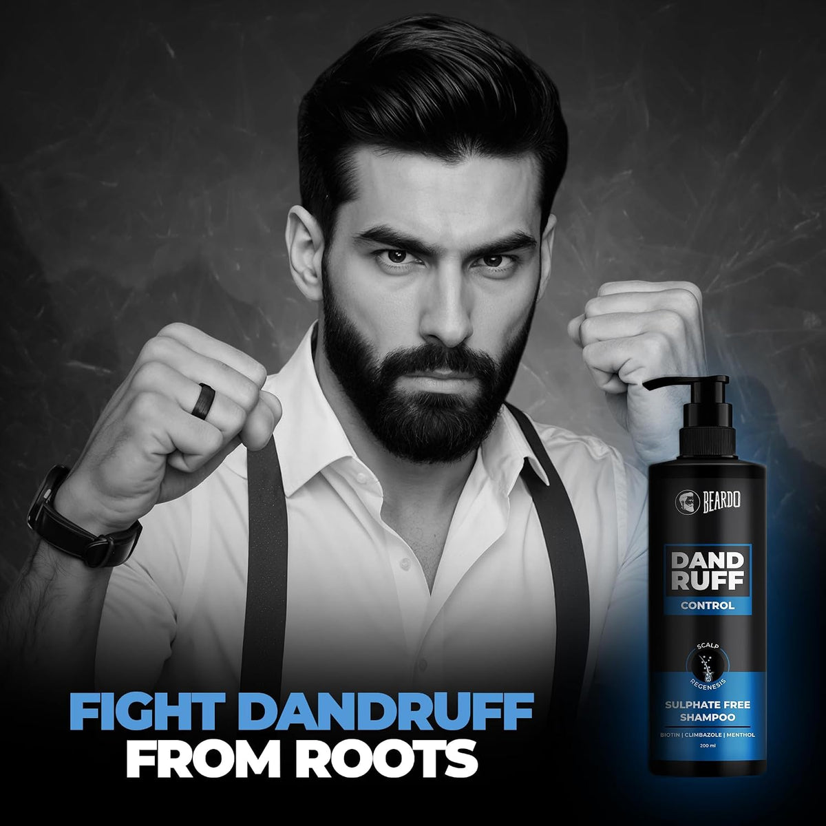 Beardo Dandruff Control Sulphate Free Shampoo for men 200 ml | Anti Dandruff | Sulphate and Paraben Free | Climbazole, Menthol & Biotin for Dandruff Control & Itchy Scalp