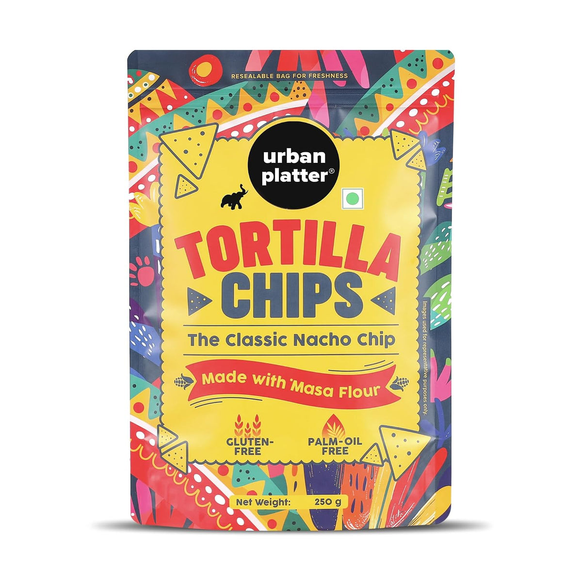 Urban Platter Tortilla Chips, 250g (Made with Masa Flour | Palm Oil Free | Gluten Free | Lightly Salted Nacho Chips)