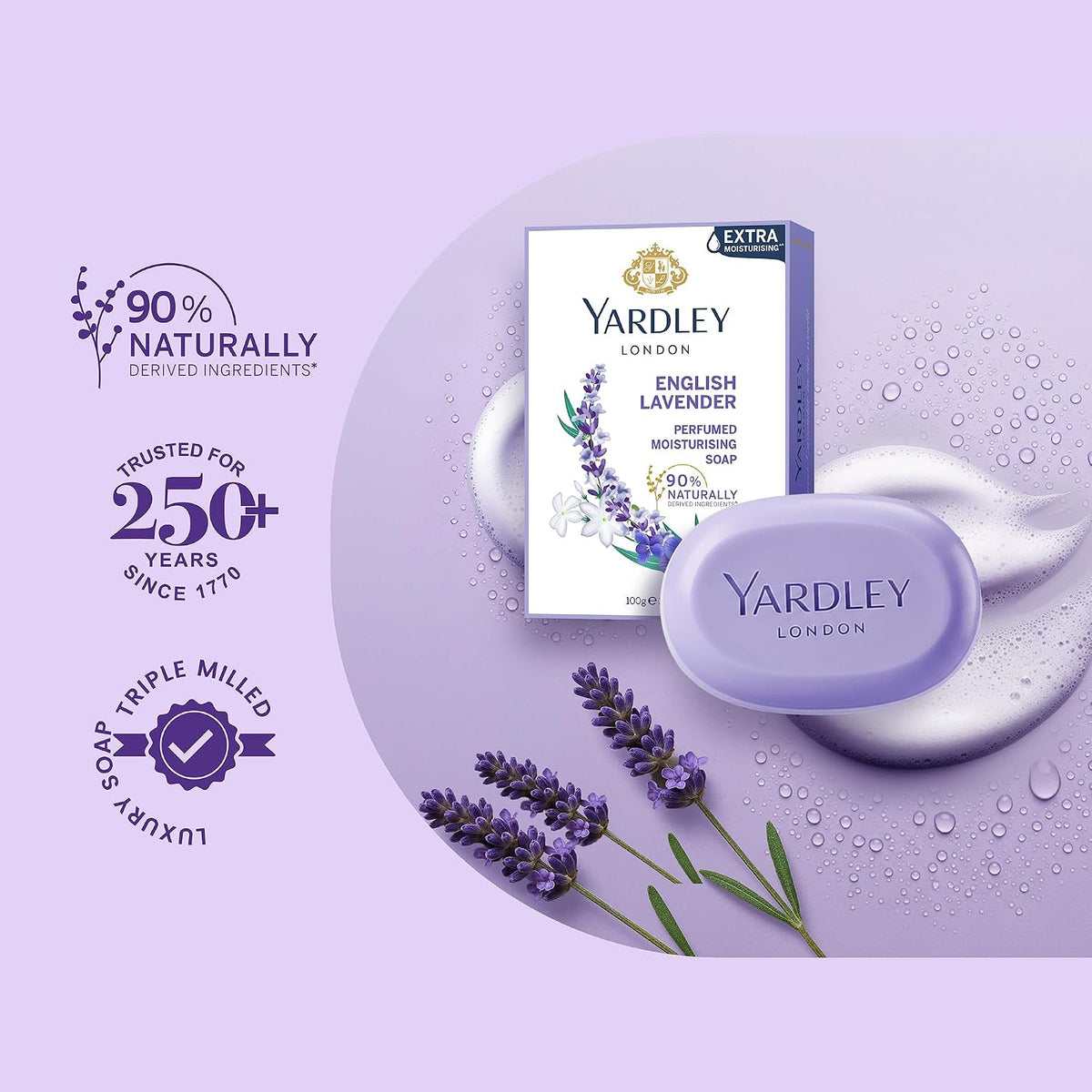 Yardley London English Lavender Luxury Soap, 100 G, Pack of 3