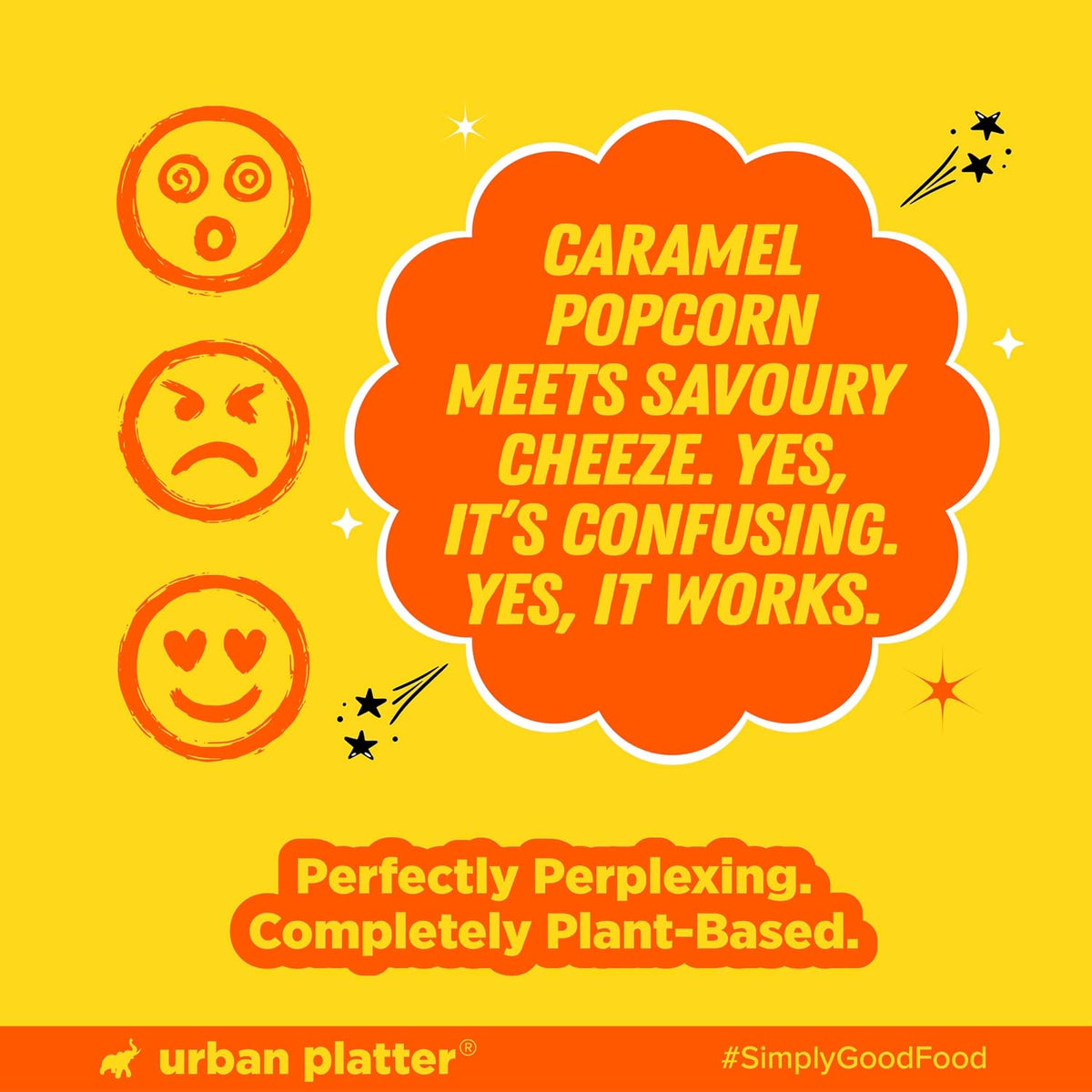 Urban Platter Perfectly Perplexing Popcorn - Cheeze Caramel, 150g (Tub of Caramel Popcorn with Umami Cheeze, Ready to eat snack)