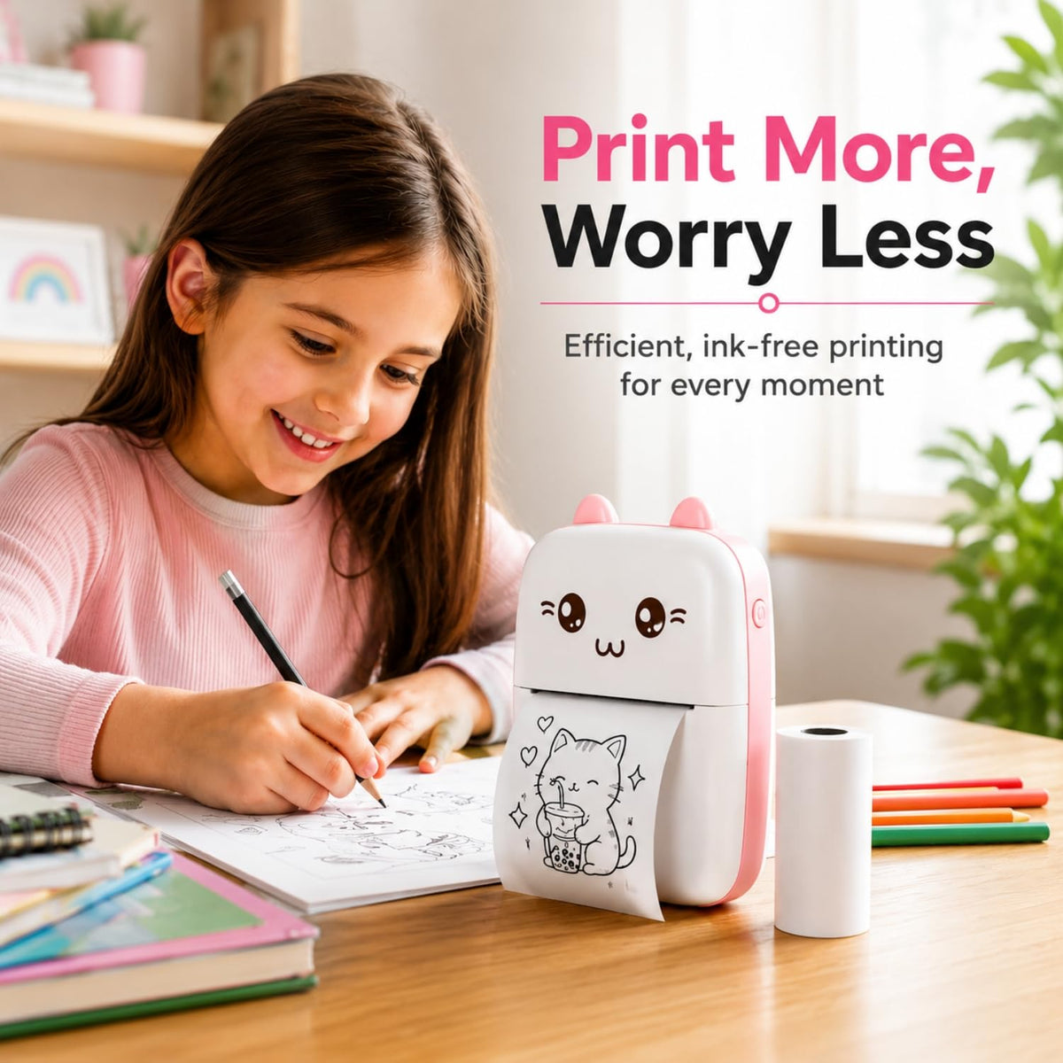 Toy Imagine Mini Portable Thermal Printer, Pink
