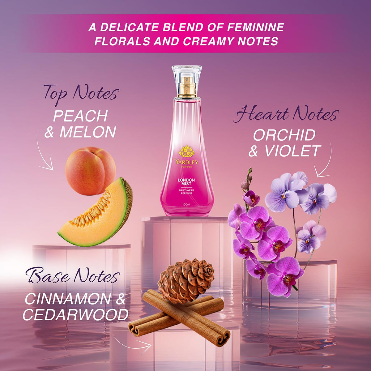 Yardley London London Mist Perfume| Floral & Ozonic Scent| 90% Naturally Derived| Orchid & Perfume for Women| 50ml