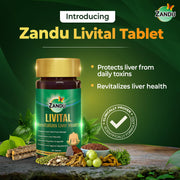 Zandu Livital Liver Detox Tablets – Clinically Proven for Liver Detox & Health Support in 2 Months | 90 Tabs X 2 | 100% Ayurvedic Formula with Bhringaraj & Guduchi | Ayurvedic Alternative to Milk Thistle