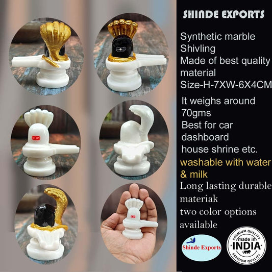 SHINDE EXPORTS shivlingam Pooja shivling White with Snake for Home Temple puja (White)