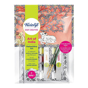 Fevicryl Art of India Pattachitra Kit, Acrylic Paints 12 Shades, 2 Round Brushes, 2 Pre-Designed Canvases, Ideal for Festive Gifting, Artists, Students