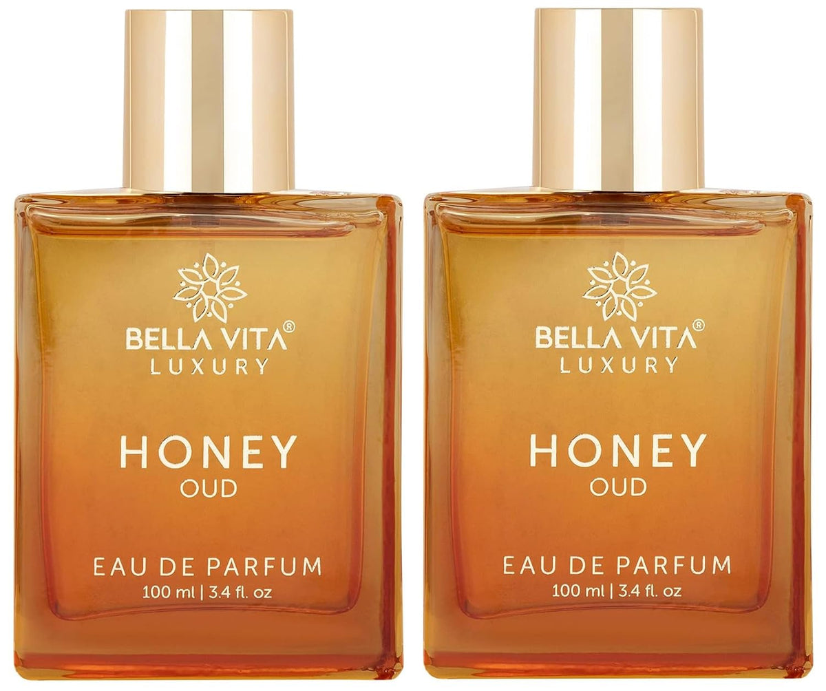 Bella Vita Luxury Unisex Honey Oud Eau De Parfum Wood Scent Liquid Perfume & With Patchouli, Vanilla, Bergamot | Floral, Spicy Edp Fragrance Scent, 100 Ml (Pack Of 2), 200 Millilitres