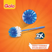 Gala Toilex Toilet Brush with Square Container, Toilet Cleaning Brush for Indian and Western Toilets, Bathroom Commode Brush, Multicolour, Pack of 1