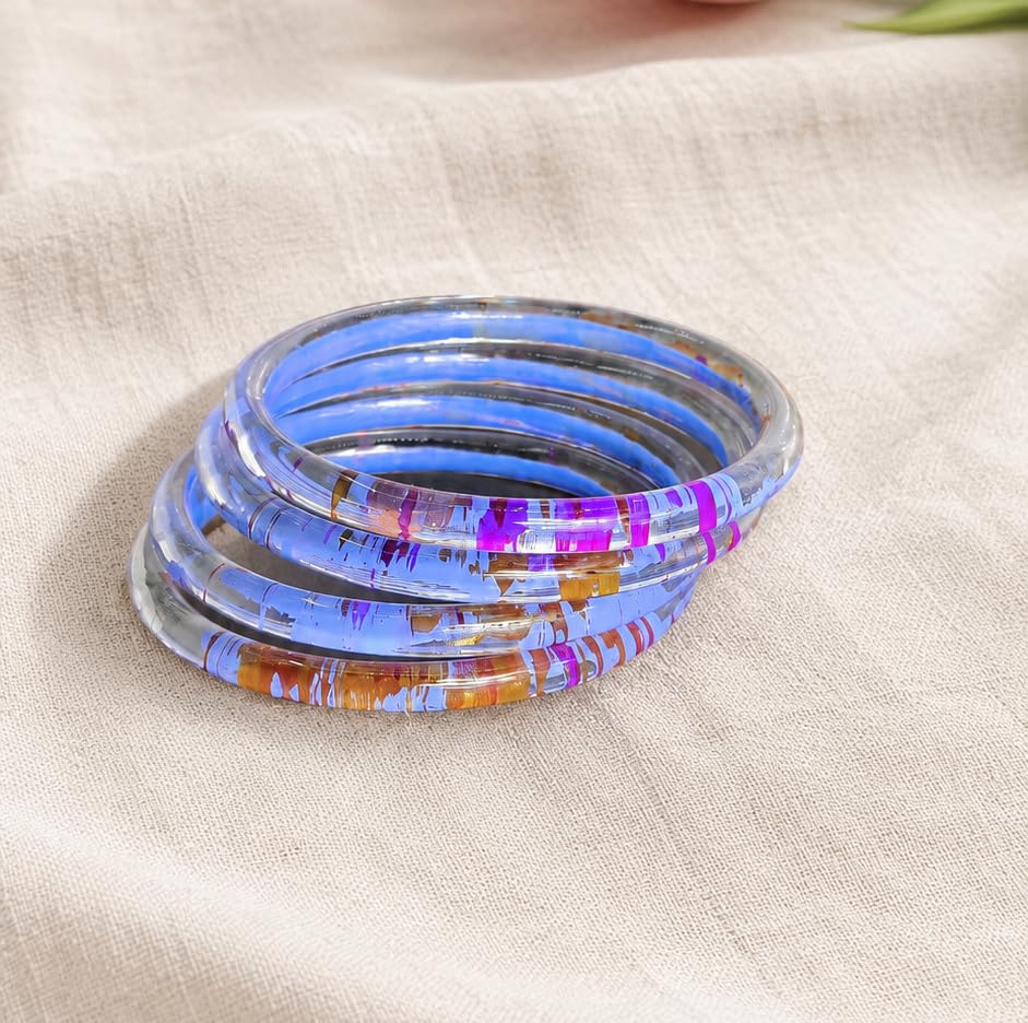 NMII Premium Glass Bangle Set for Women | Multicolour Designer Kangan | Lightweight Fashion Jewellery | 3D Transparent Chudi Set | Ethnic Party Bangles