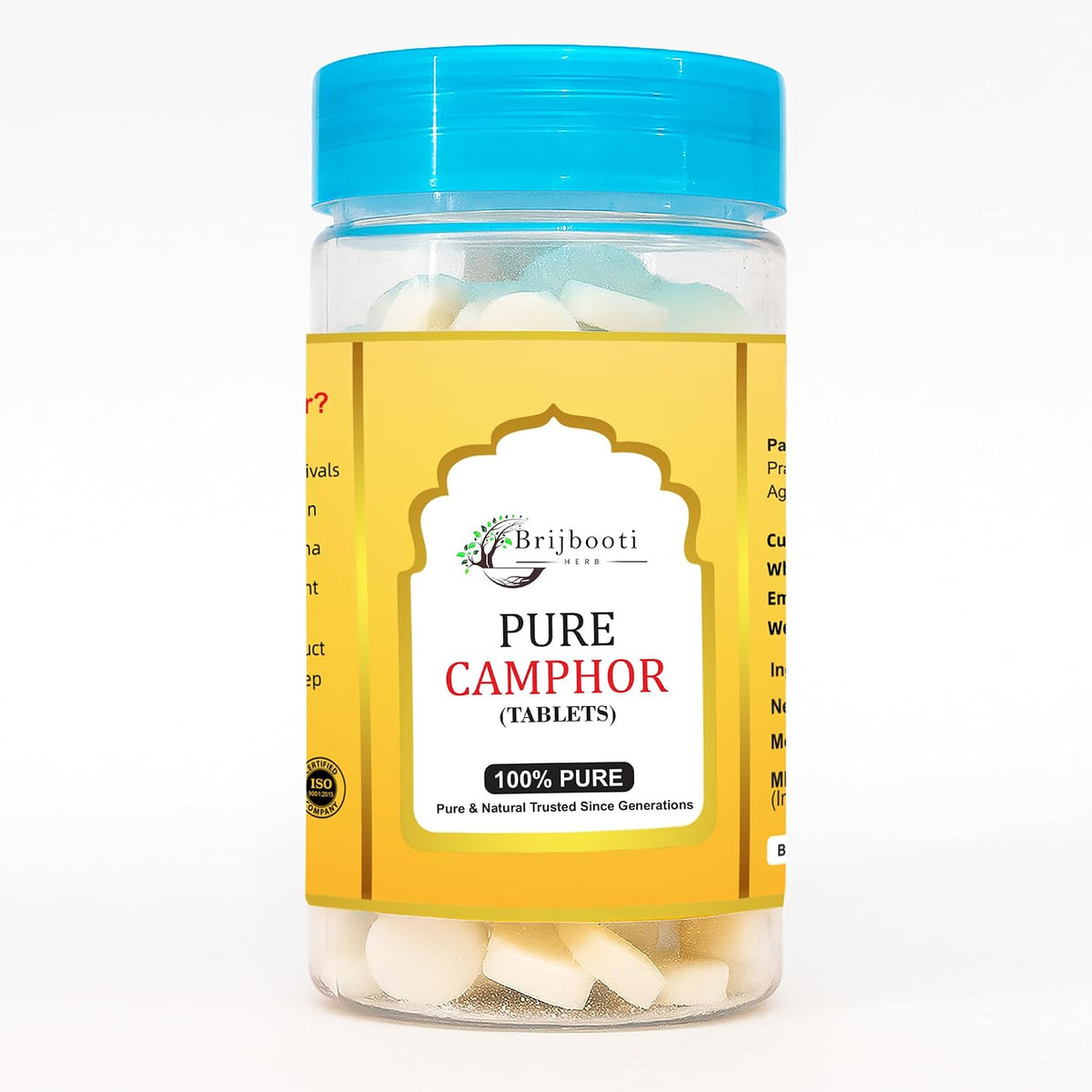 Brijbooti Pure Camphor Tablets 100g | Kapoor for Pooja | camphor tablets for diffuser | kapoor tablets with Refreshing Fragrance | No Residue