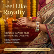 NMII Gold Metal Bangles Rajwadi Style Kangan Set For Women & Girls with Zircon Diamond | Traditional Girl's Bangles Bracelet | Latest Kada For Women Trendy | Wedding, Party, Festive, Daily- Set of 2
