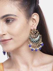 Priyaasi Gold-Plated Stone Studded Handcrafted Chandbali with Bead drop