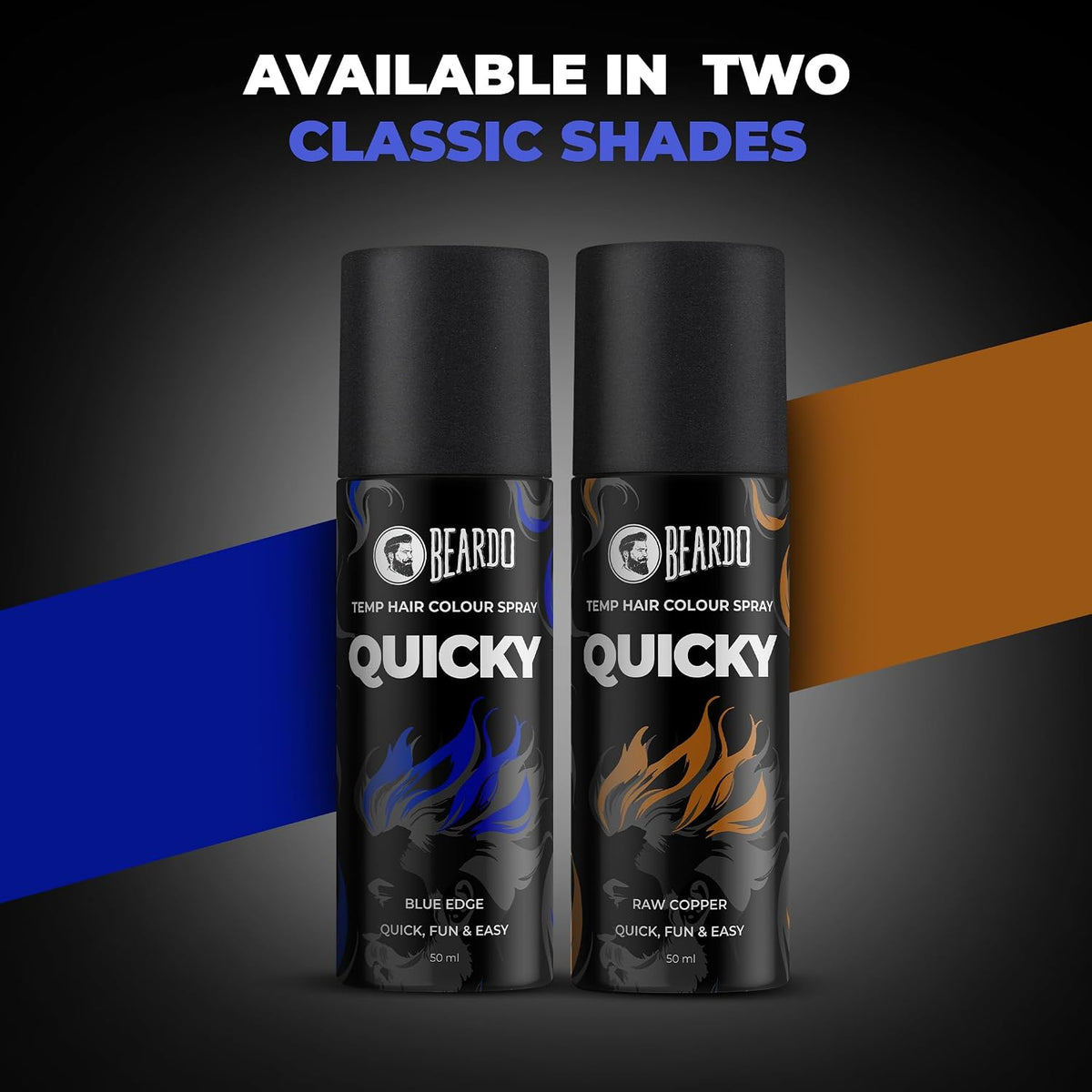 Beardo Quicky Hair Color - Blue Edge, 50 ml | Temporary 1-Day 1-Wash | DIY Instant Hair Color Makeup for Men | No Bleach | No Ammonia | No Damage