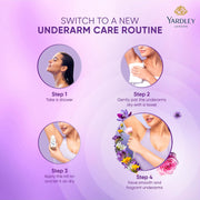 Yardley London English Lavender Underarm Deodorant Roll On | With Licorirce Extract & Floral Extracts | Smooth & Eventoned Underarms | 72 H Long Lasting Floral Scent| 0% Alcohol & Dermat Approved | For Women | 50ml