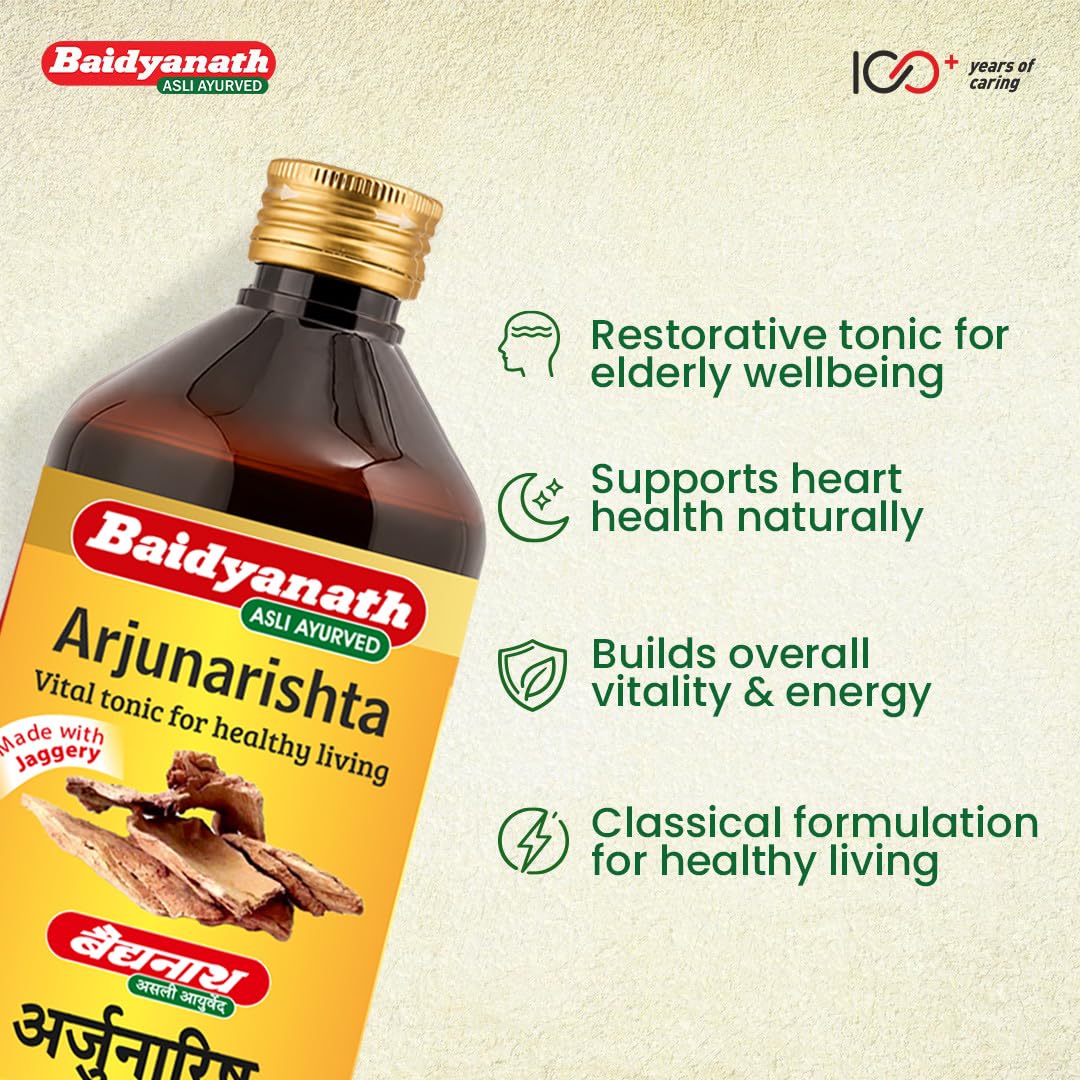 Baidyanath Arjunarista - 450 ml | Ayurvedic Heart & Respiratory Tonic | Herbal Tonic For Healthy Heart, Digestion, And Cardiac Function Support