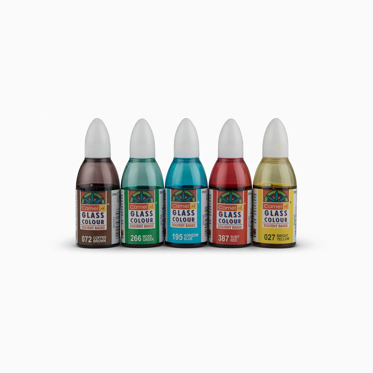 Camel Solvent Based Glass Color - 20ml Each, 5 Shades & Camel Artist Picture Varnish for Oil Colour (Off-White)