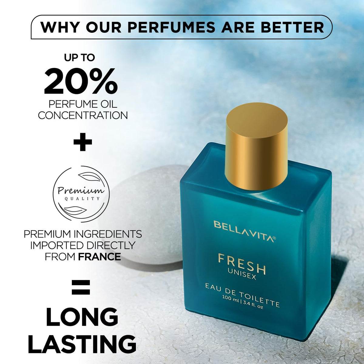 Bella Vita Luxury | Long Lasting 3x100ml Perfume for Unisex | Aquatic, Fresh and Woody Premium Fragrance Scent with Skai EDC, Fresh EDT & CEO Man EDP