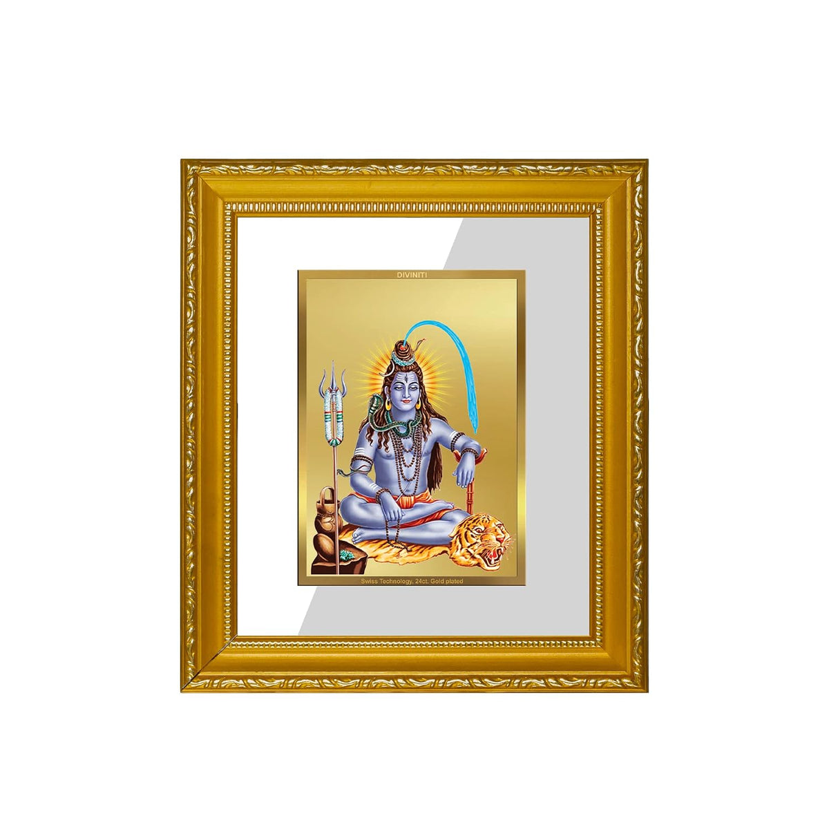 Diviniti Shiva Gold Plated Wall Photo Frame, Table Décor| DG Frame 101 Size 1 and 24K Gold Plated Foil| Religious Photo Frame Idol For Pooja, Gifts Items (13.5 CM X 15.5 CM)