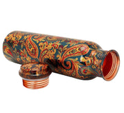 DSH Copper Bottles for Printed with Art Work, Travelling Purpose Bottles, Yoga Ayurveda Healing, 800 ML (Design P 1)