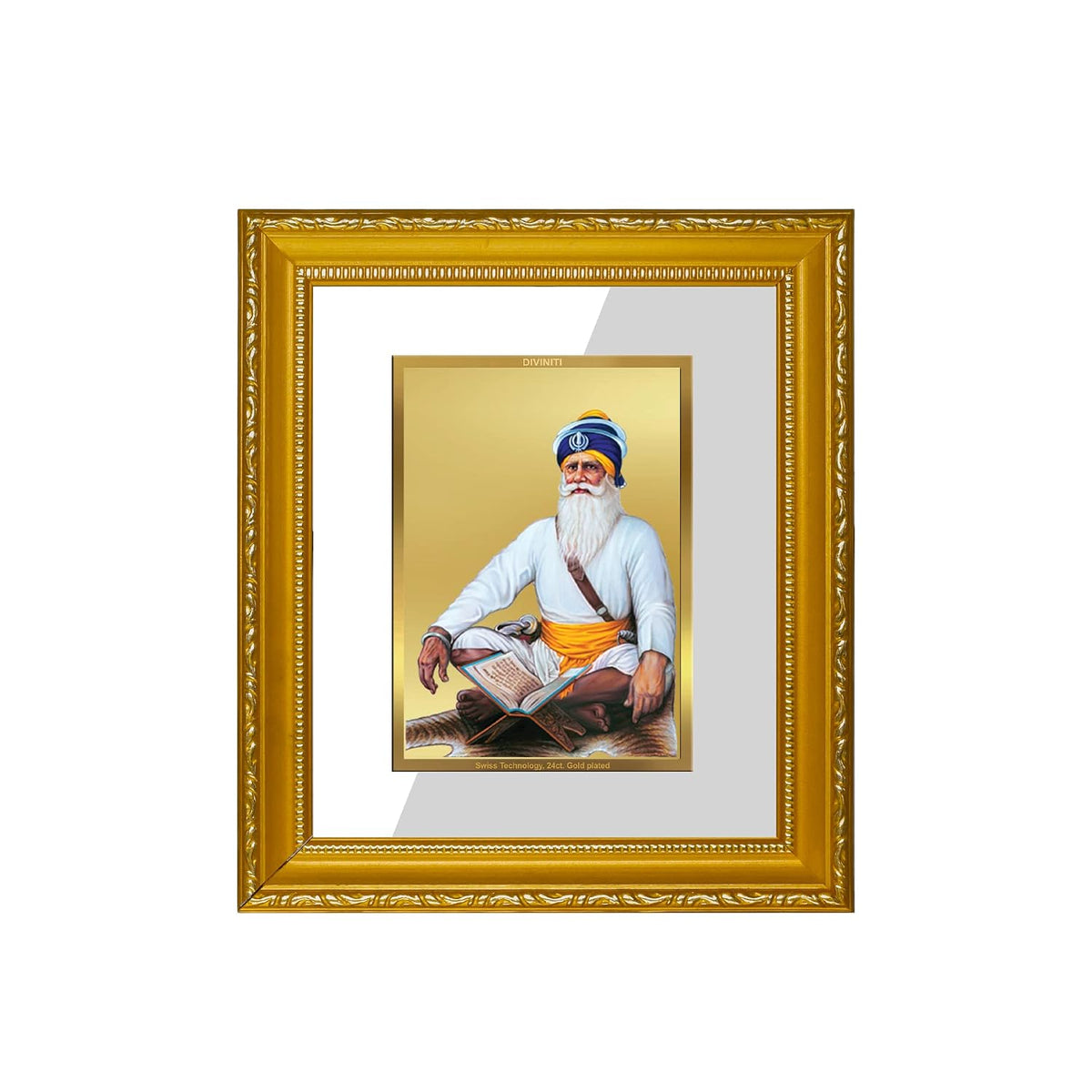 Diviniti Baba Deep Singh Gold Plated Wall Photo Frame, Table Décor| DG Frame 101 Size 1 and 24K Gold Plated Foil| Religious Photo Frame Idol For Pooja, Gifts Items (13.5 CM X 15.5 CM)