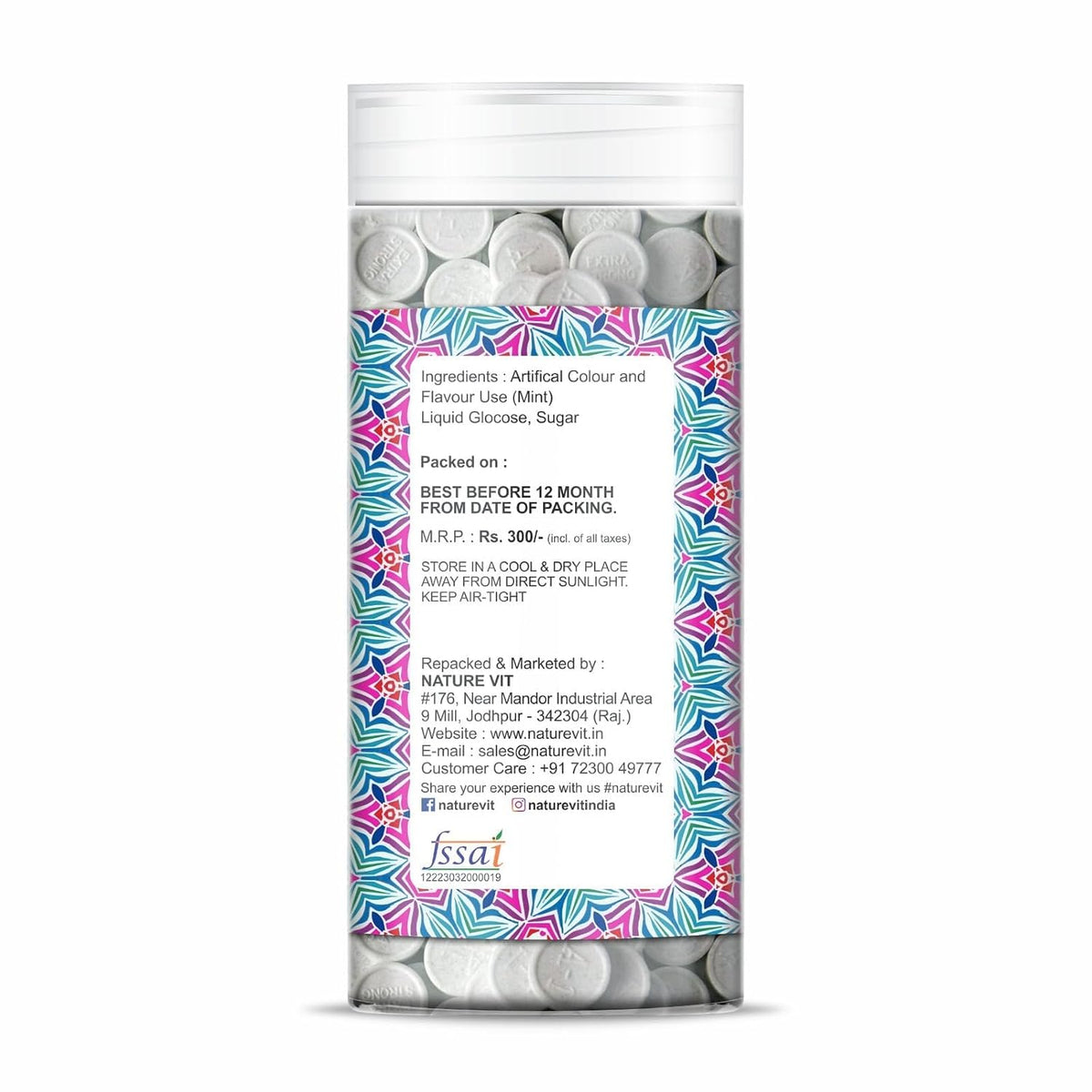 NatureVit Mint Candy 200g | Cool & Refreshing Mouth Freshener | Digestive Treat for All Ages | Vegetarian