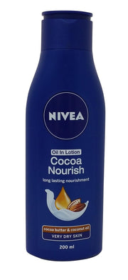 Nivea Cocoa Nourish Body Lotion - Cocoa Butter and Coconut Oil, 200ml Bottle