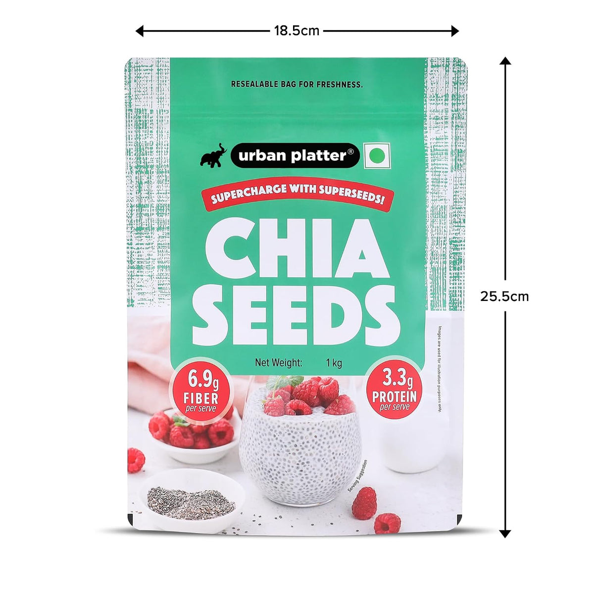 Urban Platter Black Chia Seeds, 1kg (Rich in Omega-3, Fibre & Protein | Superfood)