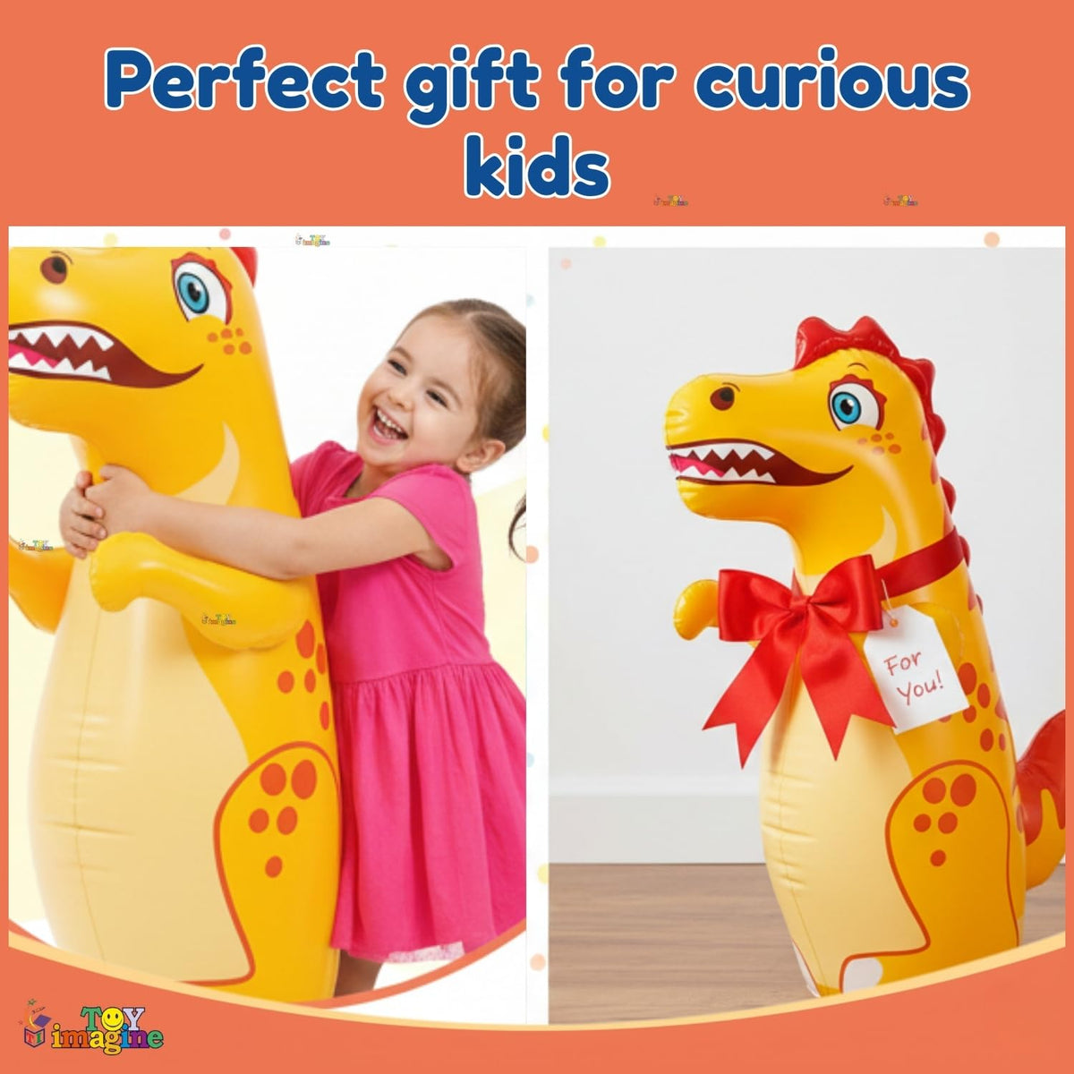 Toy Imagine Inflatable Dinosaur Punching Bag for Kids - 97 cm Tall Bounce Back Action Toy, Leak-Proof Water Base for Stability, Fun Indoor & Outdoor Play