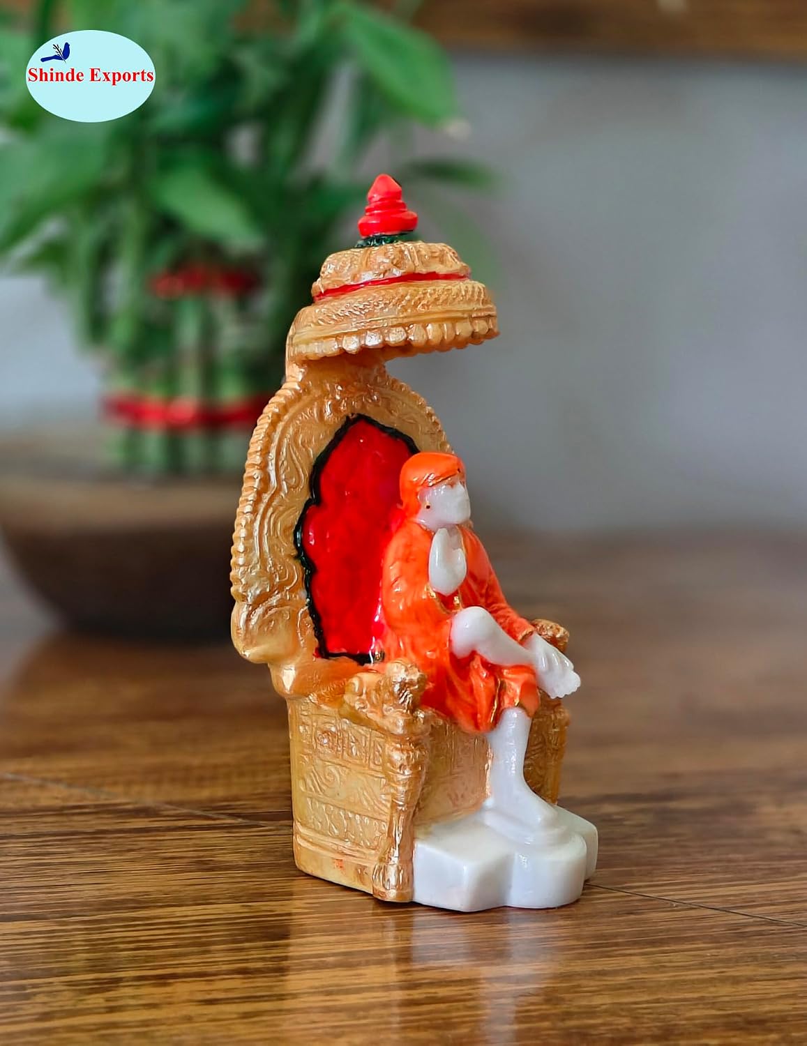 SHINDE EXPORTS shirdi saibaba Marble Idol Statue murti Home Murty for car (Orange, 14.5cm)