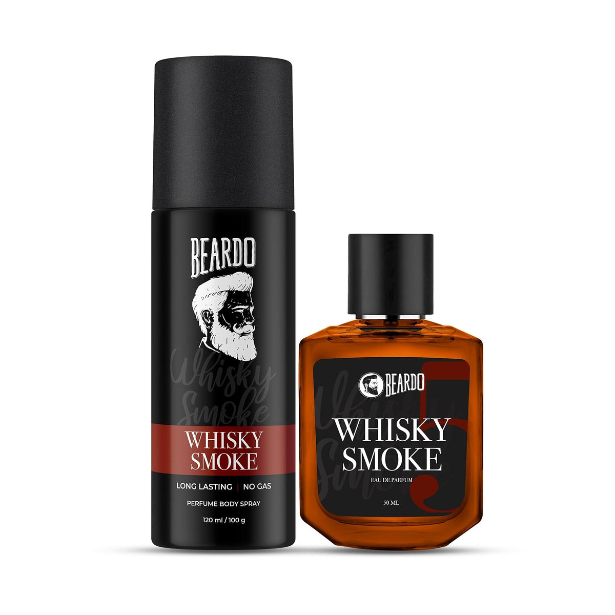 BEARDO Whisky Smoke Perfume For Men |Eau De Parfum 50Ml + Body Spray Deo 120Ml | Spicy, Woody - Oudh | Long Lasting Mens Deodrant | Date Night Fragrance | Christmas Gift For Men | Gift For Friends