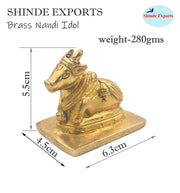 SHINDE EXPORTS Small Brass Nandi Idol Statue vastu Bull murti for Pooja at mandir Home (Heavy Nandi 280gms)