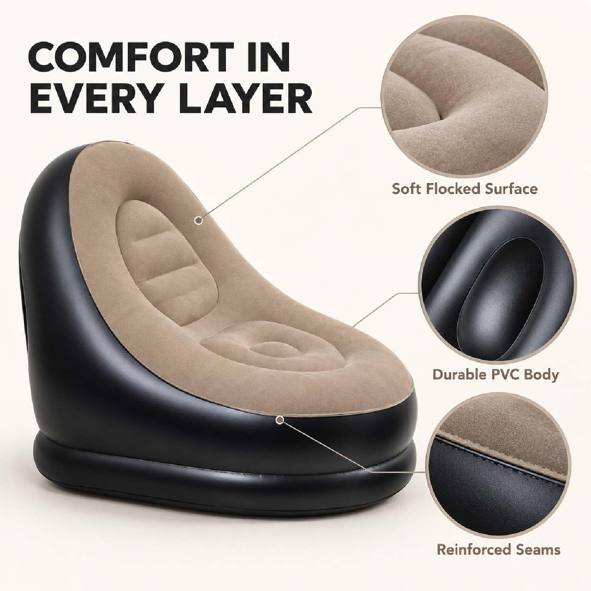 Toy Imagine Inflatable Lounge Chair with Air Pump & Matching Footrest