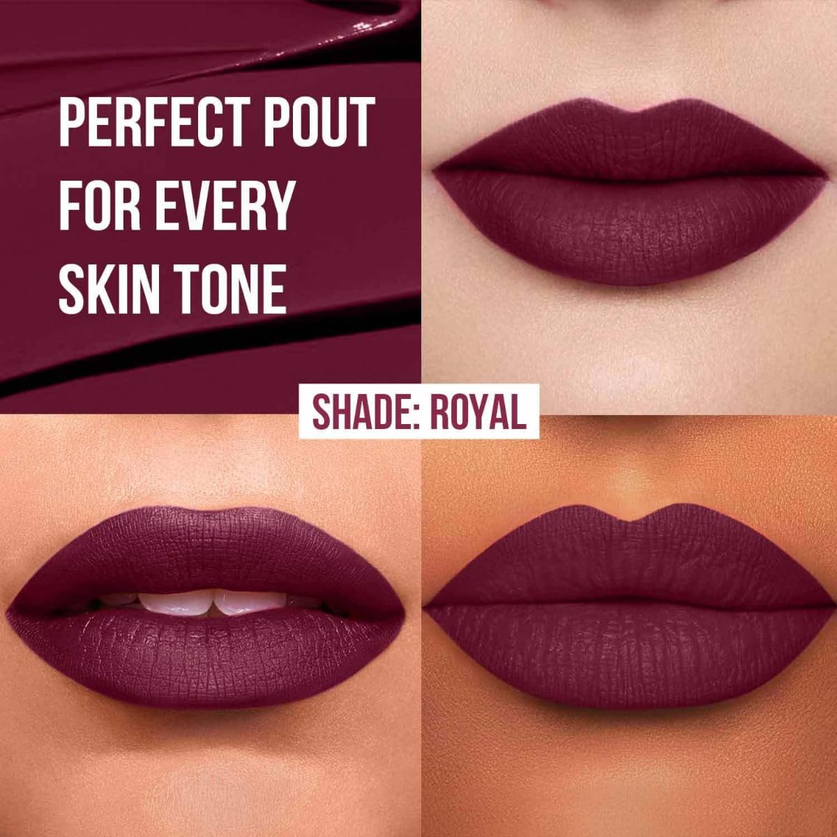 INSIGHT Non Transfer Liquid Lipstick- Royal | Waterproof| Matte Finish| Transfer & Smudge Proof| Lightweight| 12 Hr Wear| Highly Pigmented 4 ml