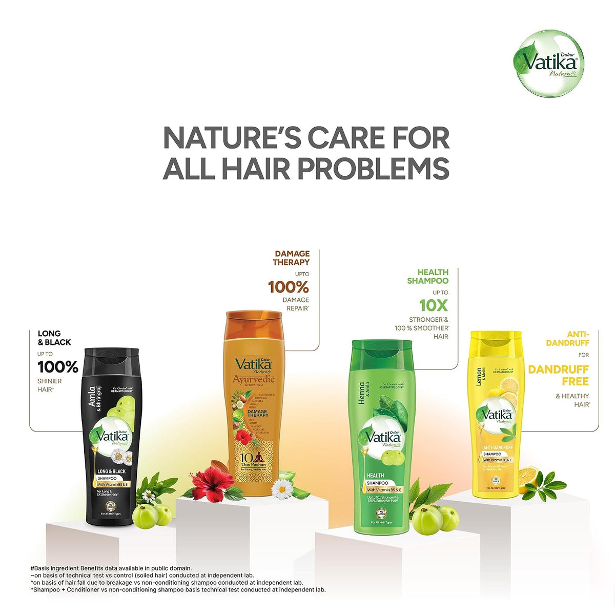 Dabur Vatika Ayurvedic Shampoo - 340 ml | Damage Therapy | With Power of 10 Ingredients for Solving 10 Hair Problems | No Parabens | For All Hair Types