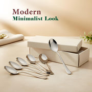 Parage 6 Pieces Stainless Steel Table Spoons Set with Round Edge, 18.5 cm, Tableware, Set of 6, Silver